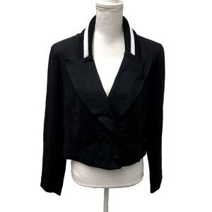 Cabi Wondrous Black Tie Jacket Blazer Womens 8 Black Cropped Teacher Business